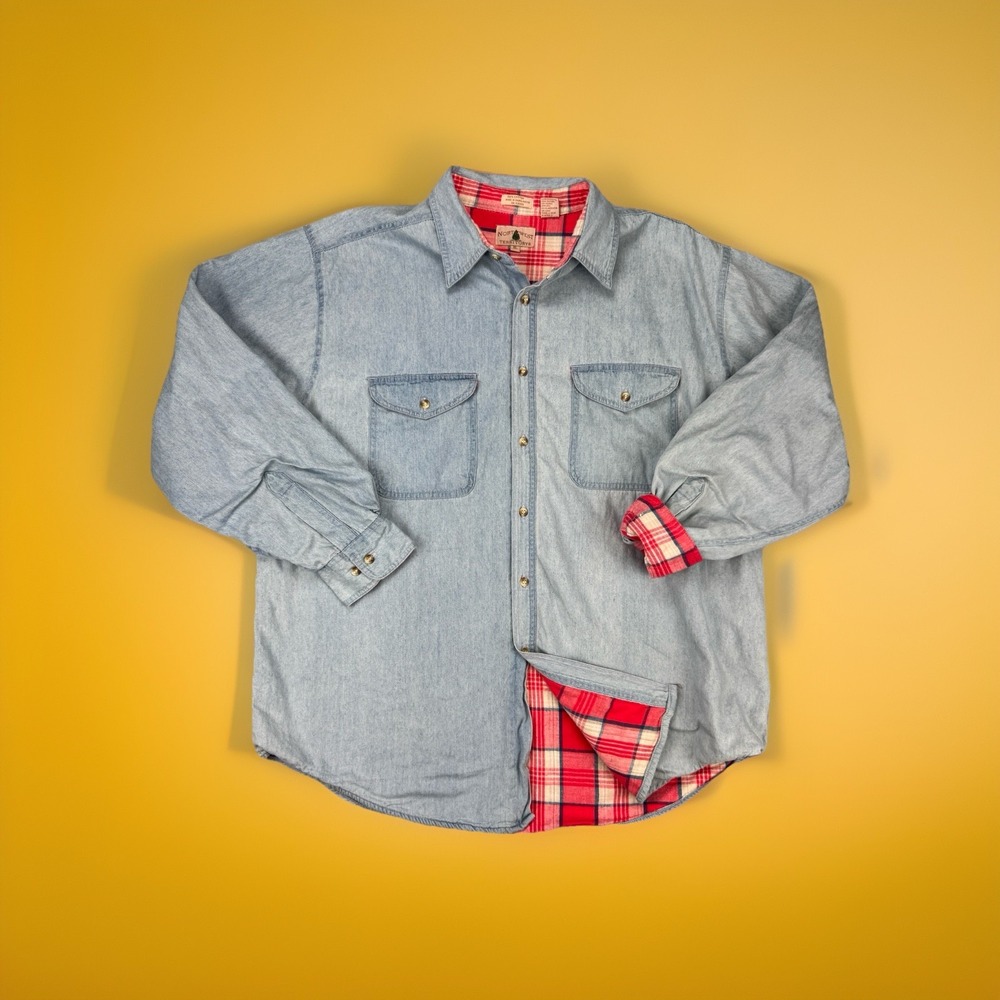 Northwest Territory‎ Shacket Mens XL Blue Denim Flannel Lined Workwear Chore